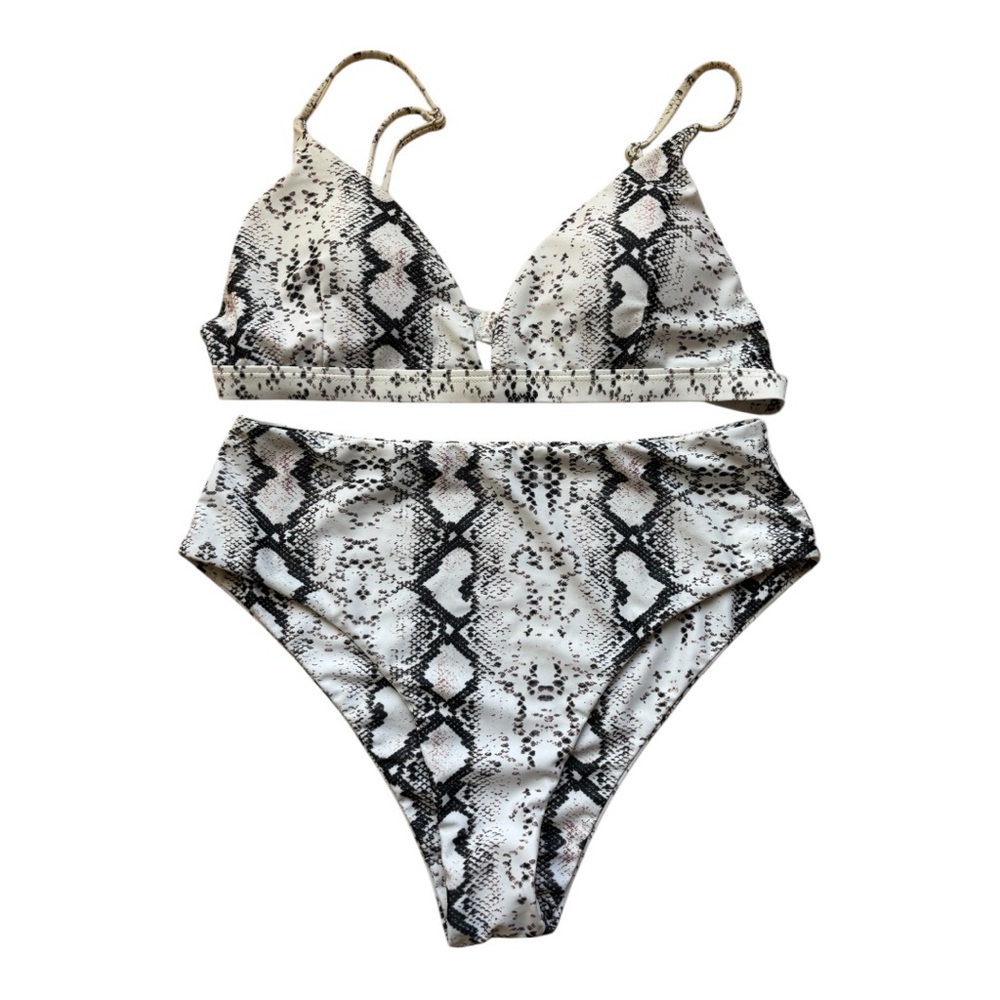 Snakeskin Print Bikini Set, Size L
